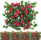 Erweiterbarer Sichtschutzzaun – Gartenzaun-Sichtschutz mit Blumen | Künstlicher Efeu Sichtschutzzaun | Wasserdichter künstlicher Heckenzaun | Blatt-Sichtschutzzaun für Terrasse, Garten, Hof, Hinterhof