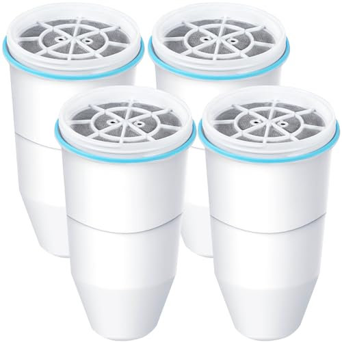 VIPHASES - Confezione da 4 cartucce di ricambio per filtro dell'acqua a 6 stadi per caraffa filtrante ZR-017 ZP-010, sistema avanzato 0 TDS per rimuovere il 99,99% di piombo, cloro, fluoro, PFOA/PFOS,