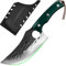 FULLHI 2pcs Coltello da macellaio con fodero, coltello da cuoco serbo Tang, coltello da verdure con mannaia in acciaio al carbonio per esterno, campeggio (verde, Coltello da chef per barbecue)
