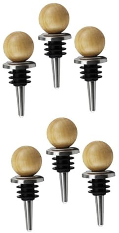 PRETYZOOM 6 Pièces de bouteilles de vin économiseurs de vin de vin scellant sous vide pompe à vin à vin en acier inoxydable de vin En bois