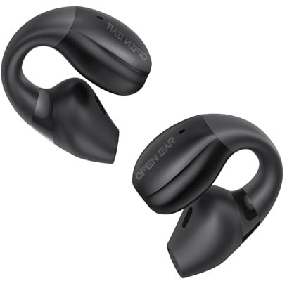 Relxhome Open Ear Kopfhörer, Clip On Kopfhörer, HiFi Sport Kopfhörer mit 4 Mic, Open Ear kabellose Earbuds, 50 Stunden Laufzeit, Kopfhörer Bluetooth 5.3 für Fitness/Reiten