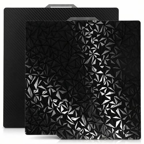 QWORK® Placa de Construcción Carbon Fiber PET+ Diamond PEO Compatible con Bambulab Impresoras 3D X1/X1C/X1E/P1P/P1S/A1-257x257 mm
