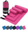 ZENACROSS Mikrofaser Handtuch 3er Set mit Transportbeutel - Schnelltrocknendes und vielseitiges Fitness Handtuch - Sporthandtuch Größen - XS, S, M - Kräftiges Rosa