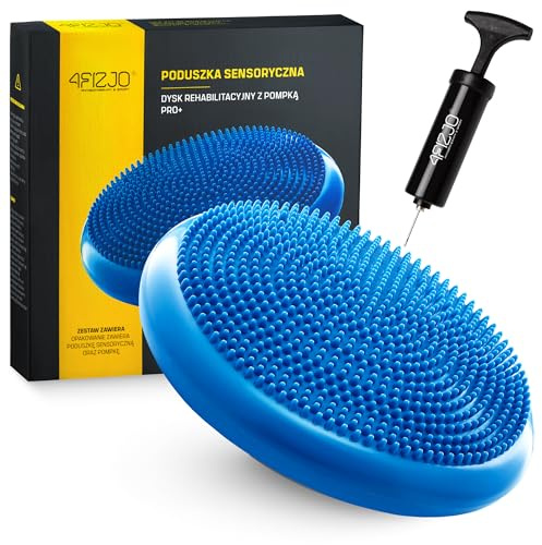 4FIZJO Balancekissen, Ballsitzkissen mit Pumpe, 33cm Durchmesser, PRO+, Orthopädisches Sitzballkissen, Luftkissen, Sitzkissen, Bürostuhl, Balance Kissen für Core, Yoga, Koordination, blau