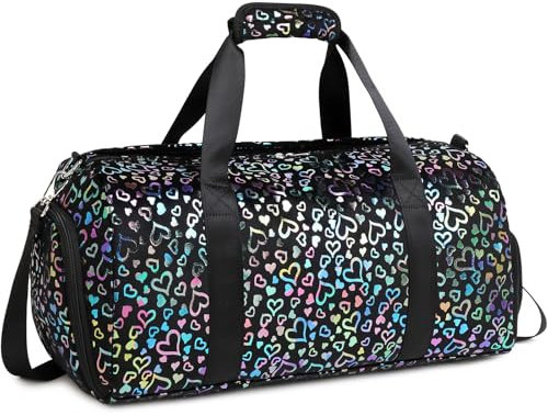 Sporttasche Kinder Mädchen Reisetaschen Schulsporttasche Kindertasche 25L Klassische Sporttaschen Gym Bag Trainingstasche mit Schuhfach,Liebe Plüsch