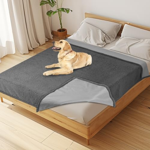 Onarway Couverture imperméable pour chien et chat : housse de canapé lavable pour animal domestique, protection de canapé pour chiens et chats – Couverture antidérapante en polaire Sherpa pour lit,