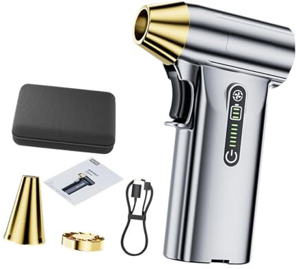 perfk Ventilador portátil Mini Ventilador de turbina Ventilador de Aire eléctrico Compacto Mini soplador seco para Limpieza de Teclado de computadora, Plata