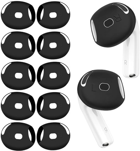 YieJoya 5 Paar Ohrpolster für AirPods 4 / für AirPods 5, Ultra-dünne Silikon-Ohrhörerabdeckungen kompatibel Apple AirPods 5.(Schwarz)