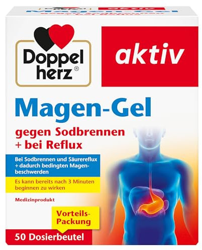 Doppelherz Magen-Gel - Medizinprodukt bei Sodbrennen, Säurereflux und säurebedingten Magenbeschwerden - auch bei Sodbrennen in der Schwangerschaft geeignet - 50 Portionsbeutel