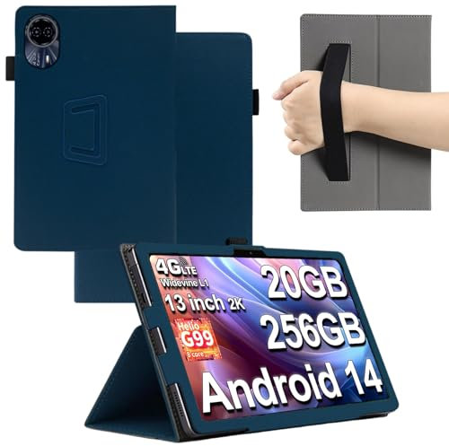 MEMELOKA Coque pour Teclast T65 Max, Léger et Mince en Cuir PU Étui Housse de Protection avec Fonction Veille/Réveil Automatique et Dragonne[Fonction Support], Bleu
