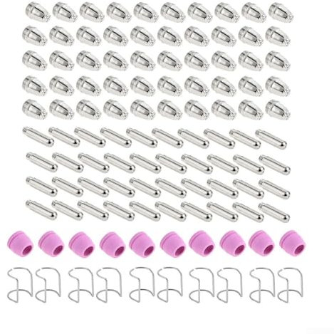 Entgoinggo 100 Stück Plasmaschneider Schneidbrenner für SG-55 für AG-60 Plasmaschneider Schneidbrennerspitzendüsen Verbrauchsmaterialien mit 10 Führungen, 10 Tassen, 40 Düsen, 40 Elektroden