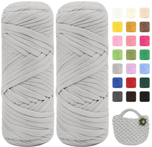 Maxee 400g T-Shirt Garn – 2 er Pack (je 200g/75m), Weiches Beilaufgarn zum Häkeln & Stricken – Farbintensiv & pflegeleicht, Ideal für Häkeltaschen/Körbe/Teppiche DIY Projekte, Handarbeiten und Deko