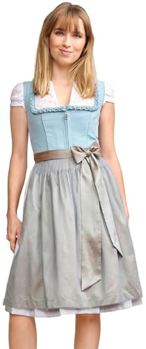 Krüger MADL Dirndl Emmeline 415769 | Hellblau Elegantes Trachtenkleid mit 60 cm Rocklänge - für Wiesn & Festliche Anlässe