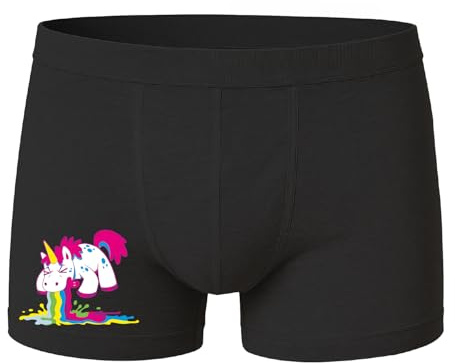 Boxershorts Herren Unterhose Männer Unterwäsche kotzendes Regenbogen Einhorn