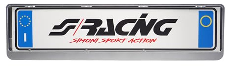 Simoni Racing PTX/G Universeller Heck-Kennzeichenhalter, Rahmen für EU-Standard-Autokennzeichen – Kennzeichenhalterung, Grau