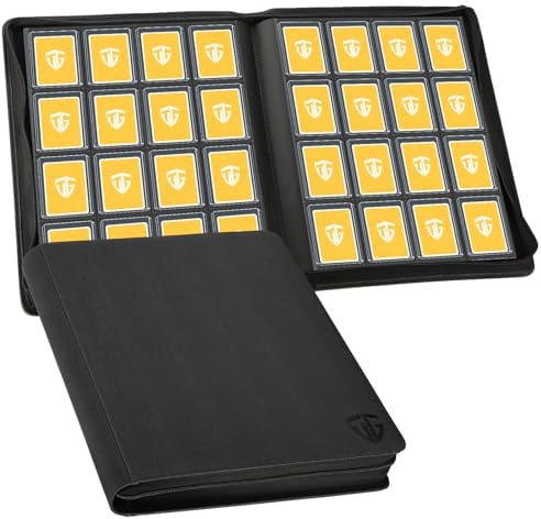 TCGUARD Toploader Sammelkarten Album für 640, 16 Fächer Card Binder mit Hüllen für 3x4 Rigid Toploader, Trading Card Binder für TCG, MTG-Karten, Kartensammelalben, Schwarz