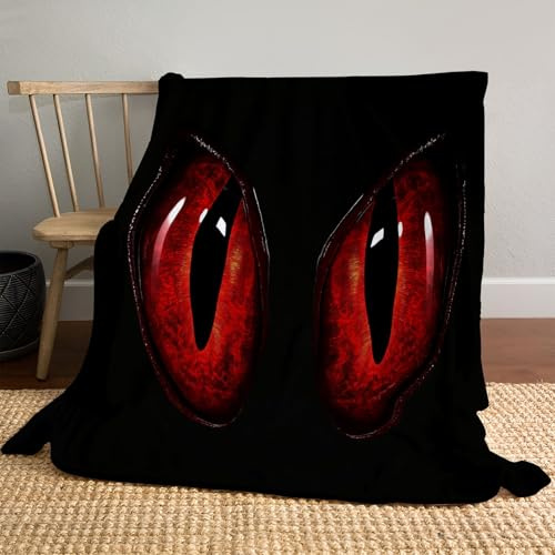 Halloween Kuscheldecke Cartoon-Stil Rote Drachenaugen Flauschig Flanelldecke 200 x 200cm, Decke Super Weich und Warme Wohndecke als Couchdecke Sofadecke Überwurf für Bett Couch