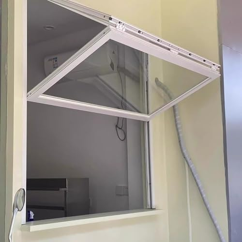 OAKVYNE Ventana Plegable Vertical con Vidrio Templado De 5mm, Corredera De Aluminio Personalizable con Cerradura, Ideal para Food Trucks Y Restaurantes(38x44in/96x112cm)