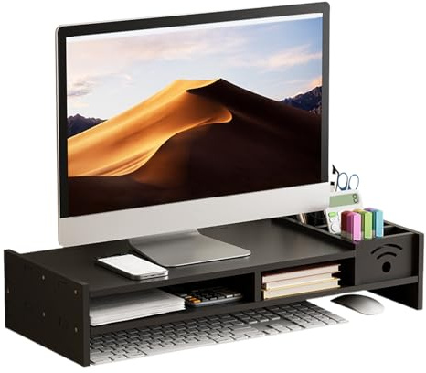 YRTUOP Support d'Écran Surélevé - Étagère Ergonomique à 2 Niveaux | Socle d'Écran d'Ordinateur de 10.9 cm de Hauteur avec Organisateur de Rangement,pour Maison Ordinateur Portable PC Télévision Table