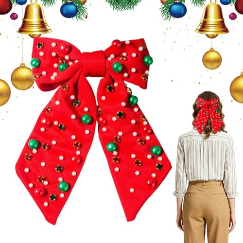 Les Barrettes De Cheveux De Noël Barrette À Cheveux Avec Strass Et Perles | Barrettes De Cheveux Pour Les Femmes Pour Femmes Et Filles Pour Les Fêtes De Noël Et Célébrations