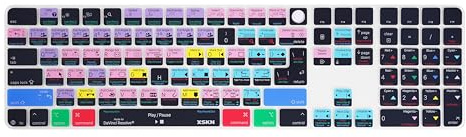 XSKN Davinci Resolve Shortcuts EU&US Universal Version Silicone Keyboard Cover Skin for 2024 iMac 24 inch M4 Magic Keyboard with Touch ID and Numeric Keypad A3119