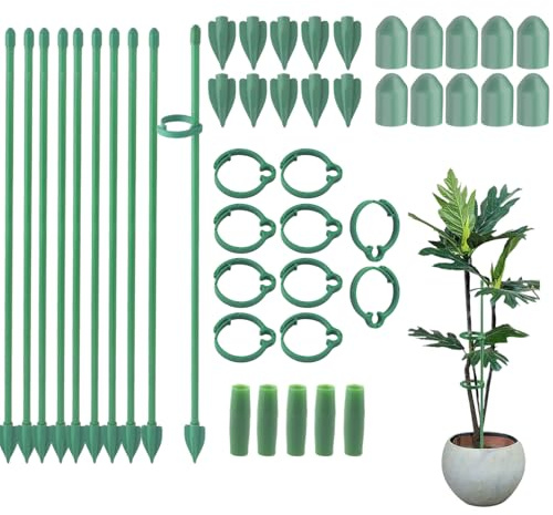 Pflanzenstütze,30cm Einstellbar Pflanzenhalter,10 PCS Staudenhalter mit 10 Pflanzenclips und 5 Verlängerungsrohren,Rankhilfe Zimmerpflanzen für Monstera Blume Orchideen Gurken Tomaten Rosen