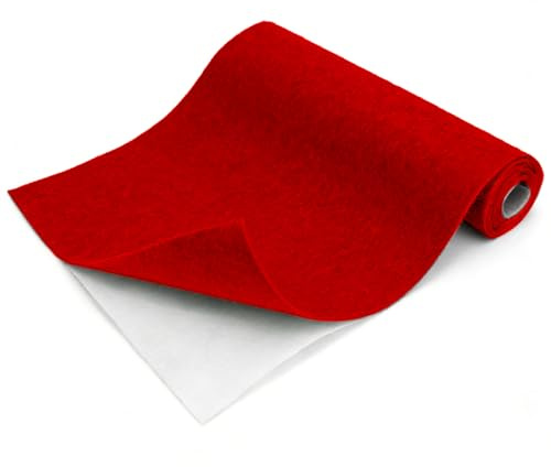 LOMUG Filz selbstklebend 3 mm, 40 x 220 cm, Klebefilz, Klebevlies, Vlies Selbstklebend, Filzstoff für Möbel und Bodenschutz, DIY Basteln und Innenverkleidung (Rot, 30X150CM)