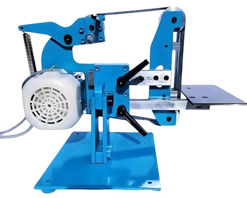 Oiyekntd Levigatrice a Nastro elettrica, smerigliatrice per lucidatura a Nastro, levigatrice da banco Verticale e Orizzontale, Corpo Interamente in Acciaio, per Legno e Metallo 750W