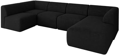 ALTDECOR Ecksofa in U-Form Corner Sofa Bett Eckcouch Couch L-Form Wohnlandschaft Cauchsofa MOVO 345x180x78 Schwarz