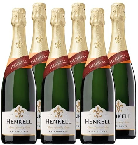 Henkell Sekt Halbtrocken (6 x 0,75 l) - Angenehm milder Sektgenuss, feinperlig, fruchtig, frisch, Cuvée aus klassischen Rebsorten wie Chardonnay, VEGAN