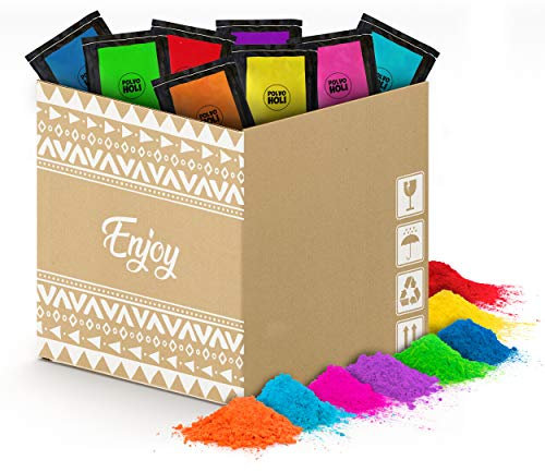 POLVO HOLI - 80 Beutel mit 100g Pulver Holi - Holi Gulal Powder - 8 Farben
