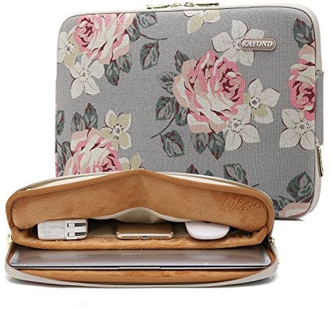 KAYOND Gray Rose Pattern Water-resistant 11 inch laptop sleeve for MacBook 11/12 inch, Laptop Case for 11.6 inch HP/Dell/Lenovo/Asus/Acer/Samsung Notebook Computer (11-11.6 Inch, Gray Rose)