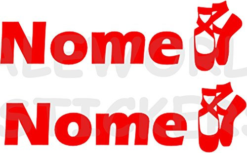 AWS 2 Sticker SPORT mit Namen Personalisierte H 2 cm Tanz Tanzschuhe Ohne Hintergrund Paar Stickers Tuning mit Logo Sport Vinyl Wasserdicht Fahrrad Motorrad Fahrrad Helm Custom Name, rot