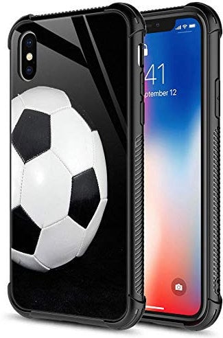 CARLOCA Compatible with iPhone Xs Case,Soccer Ball Football for iPhone X Cases for Girls Boys,Graphic Design Shockproof Anti-Scratch Hard Back Case