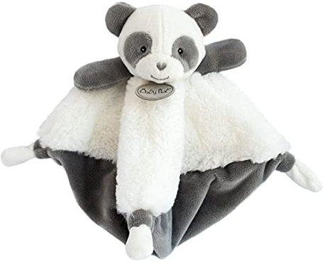 BABYNAT - Mon P’tit Panda - Doudou Plat Panda Noir & Blanc Avec Nouettes - 24 cm - Ultra Doux - Facile À Manipuler - Doudou Souple Bébé Dès La Naissance - Idée Cadeau Pour Filles Et Garçons - BN0459