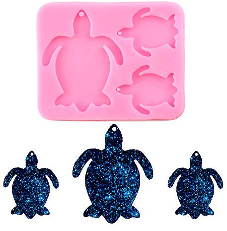 Nifocc Lot de 2 moules en silicone avec trous en forme de tortue de mer - Pour bricolage de bijoux et d'artisanat