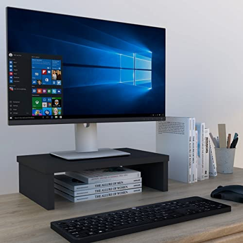 Henor Soporte Monitor Elevador TV de Madera 42 x 26.5 x 12 cm Soporta 50 Kg. Grafito