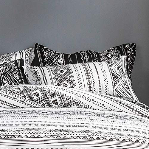 Xiongfeng Mitchell 2 Stück Kissenbezug 40x80cm mit Reißverschluss Schwarz Weiß Boho Bohemian Geometrisch Kopfkissenbezug Kissenhülle Doppelpack