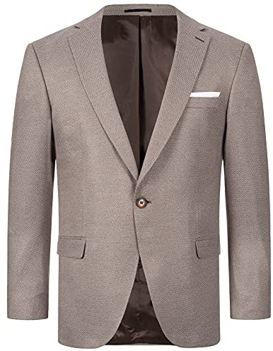 Indumentum Herren Sakko Blazer Sportlich Jacke Jackett Slim Fit Herrensakko Übergangsjacke Herrenblazer Anzugjacke IJS-100 Hellbraun S