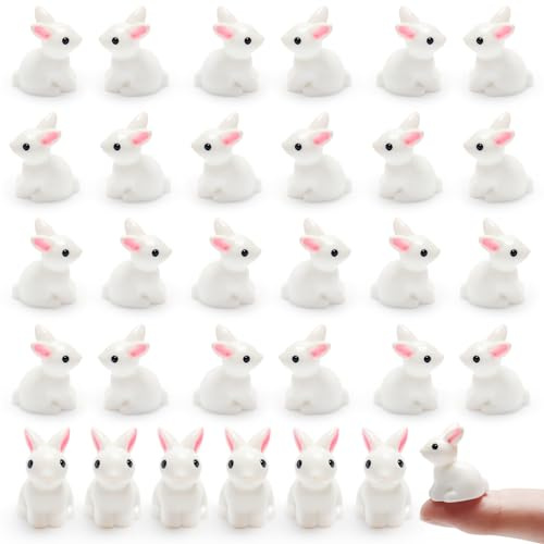 Exasinine Hasen-Miniatur-Figuren, Osterhasen, Mini-Hasenfigur, Mini-Harz, Tiere, Feengarten, Miniatur-Ornamente für Ostereier, Puppenhaus-Kuchen, Heimdekoration, 100 Stück