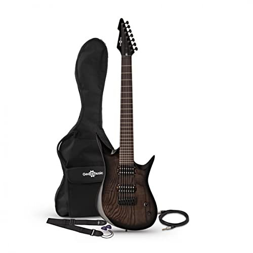Gear4music Guitarra eléctrica Harlem de 7 cuerdas - Trans Black