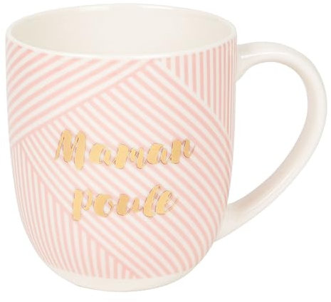 DRAEGER PARIS - Mug en Céramique - Rose - Maman Poule - Idée cadeau Famille, Fête Des Mères, Anniversaire, Noël - Humour, Fun - 320 ml - Avec Boîte Cadeau