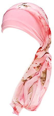Gragengs Kopfbedeckung für Damen Schlaf Beanie Kopftuch für kahle Wickel Krebs Hüte Turban,Rosa Blume
