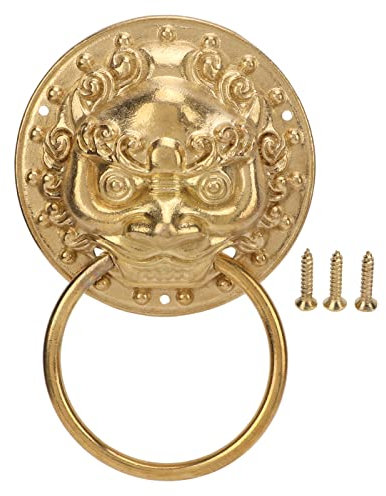 HERCHR Messing-Löwen-Türklopfer, Antik-Messing-Schrankgriffe, Vintage-Kommode-Griffe mit Schrauben für Haustür, Schrank, Schrank, Kommode-Dekor, 9,5 cm