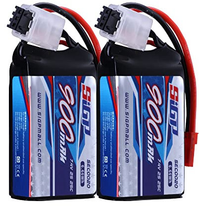 SIGP 2S Lipo Akku 7,4V 900mAh 25C Soft Pack mit JST Stecker für RC Flugzeug Quadcopter Helikopter Drohne FPV Racing Hobby 2 Stück