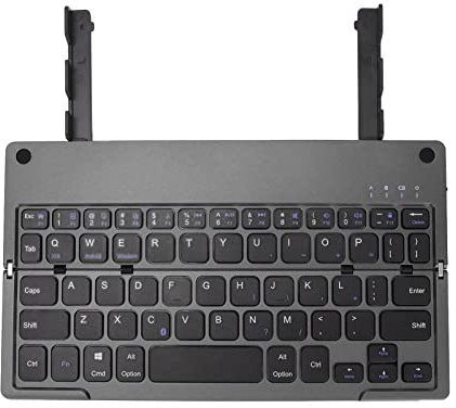 Teclado Bluetooth Plegable, Teclado Inalámbrico Portátil con Soporte/Ranura Incorporados, Teclado Plegable de Bolsillo Recargable, Teclado Multidispositivo para iOS Android Phone Tablet Laptop