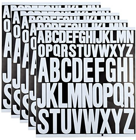 5 Sheet Capital Letter Stickers 1 Inch 2 Inch Self Adhesive Letters Stick On Letters Waterproof Vinyl Alphabet Stickers Sticky Letters for Scrapbooking Craft Signs Poster Cards Window Mailboxes(White)