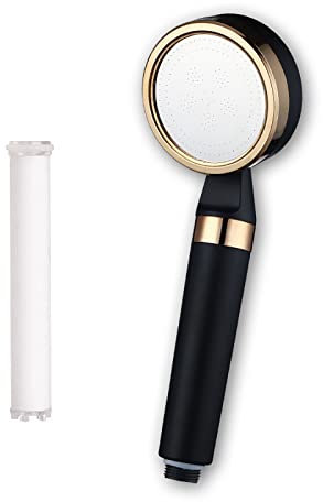 SWHC Duschkopf mit Filter, Vitamin C Hochdruck Duschkopf, ABS Schwarz Wassersparen Wandmontiert Handbrause, Antikalk-Funktion Reinigungsfreundlich Einfache Installation