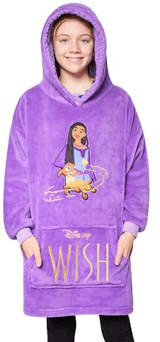 Disney Felpa Coperta per Bambini - Felpa Oversize in Pile con Cappuccio Stitch Bambina Ragazze Gadget Regalo Ufficiale (Viola Wish)