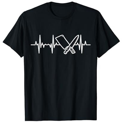 Couteau et hachoir Heartbeat Steak Lover Carnivore Butcher T-Shirt